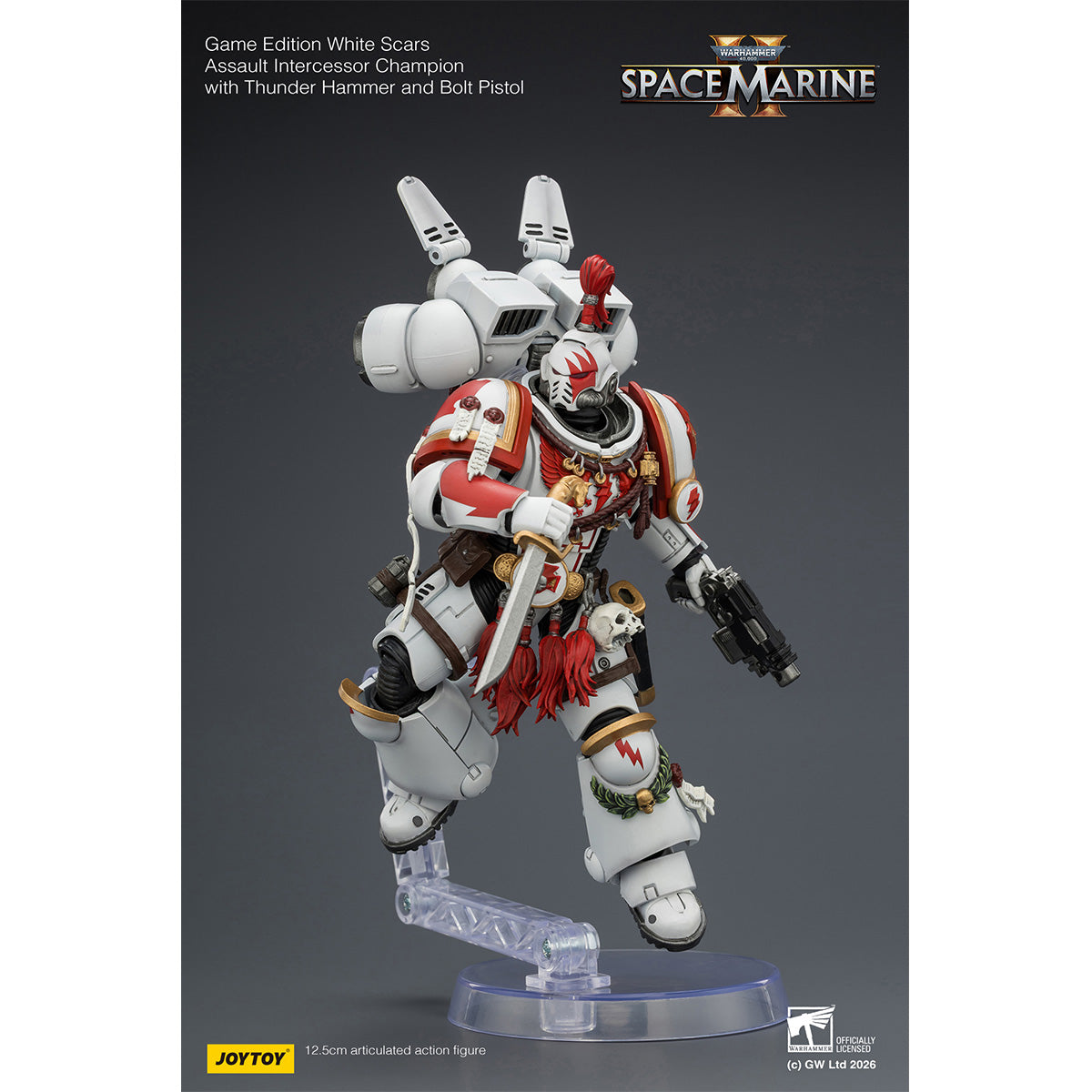 JOYTOY 1/18 ゲーム版 ホワイトスカー アサルト・インターセッサー・チャンピオン サンダーハンマーとボルトピストル装備 JT04407 可動フィギュア 塗装済み 完成品