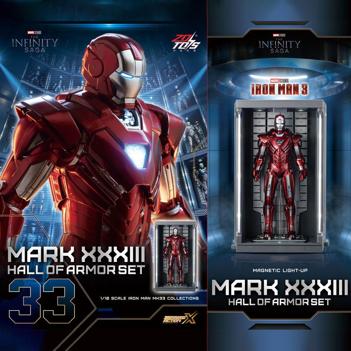 ZDTOYS 1/10 アイアンマン 格納庫 ホール・オブ・アーマー 2.0 セット MK31-MK40 1910-31-40