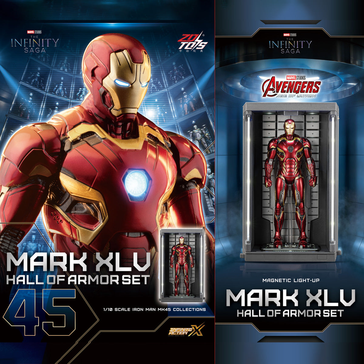 ZDTOYS 1/10 アイアンマン 格納庫 ホール・オブ・アーマー 2.0 セット MK41-MK85 1910-41-85