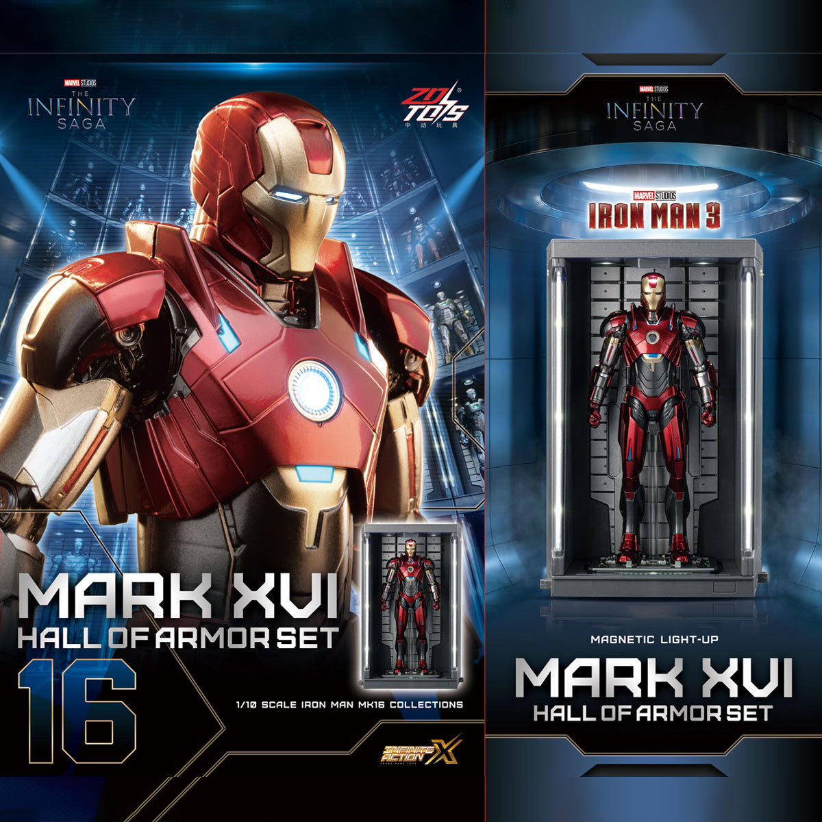 ZDTOYS 1/10 アイアンマン 格納庫 ホール・オブ・アーマー 2.0 セット MK11-MK20 1910-11-20