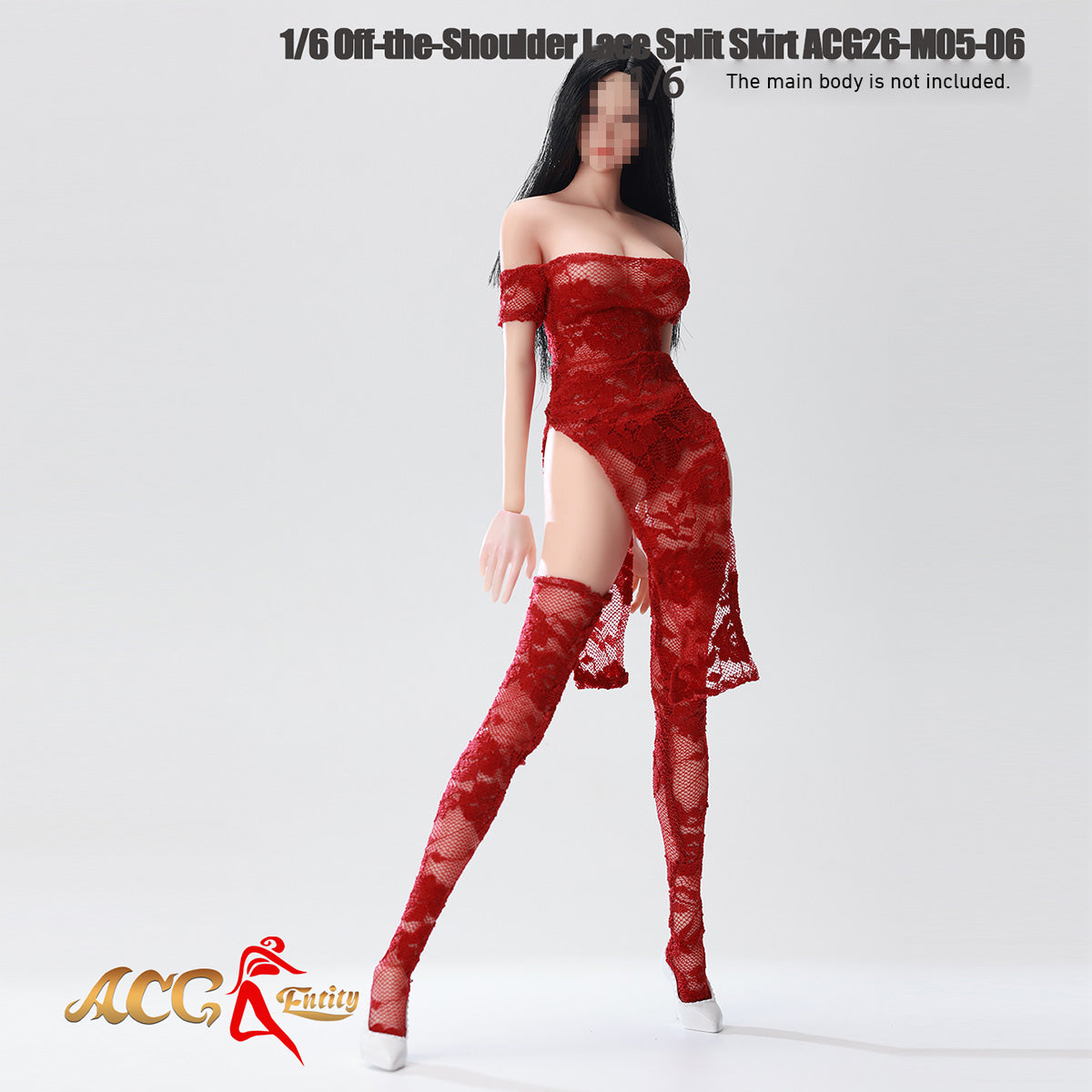 HiPlay ACG Entity 1/6 オフショルダー レース スリット チャイナドレス ワンピース 女性 フィギュア用 服 洋服 セット