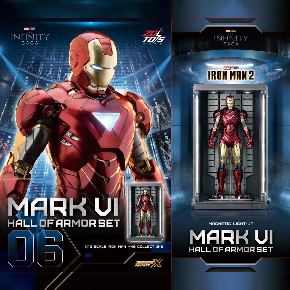 ZDTOYS 1/10 アイアンマン 格納庫 ホール・オブ・アーマー 2.0 セット MK1-MK10 1910-01-10