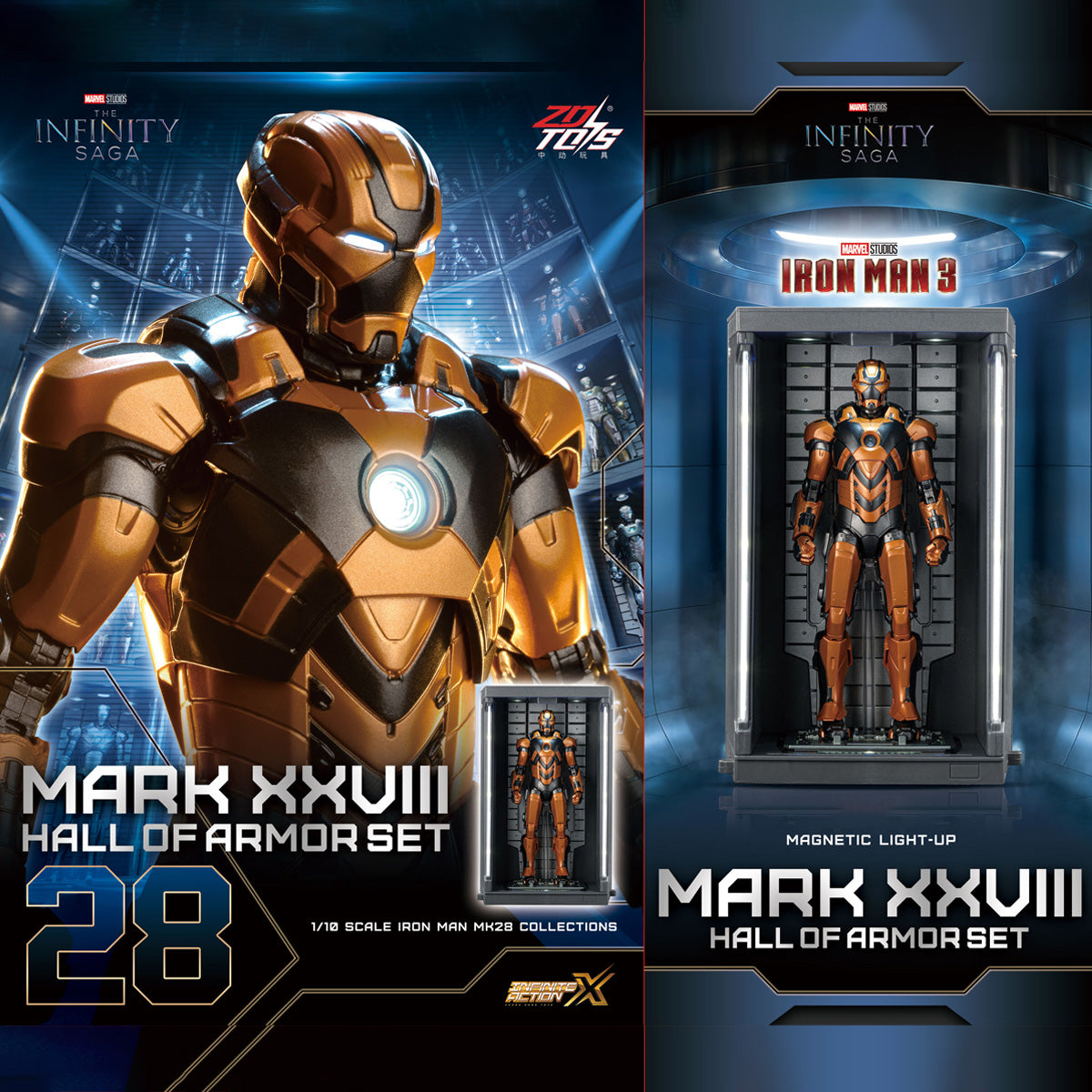 ZDTOYS 1/10 アイアンマン 格納庫 ホール・オブ・アーマー 2.0 セット MK21-MK30 1910-21-30