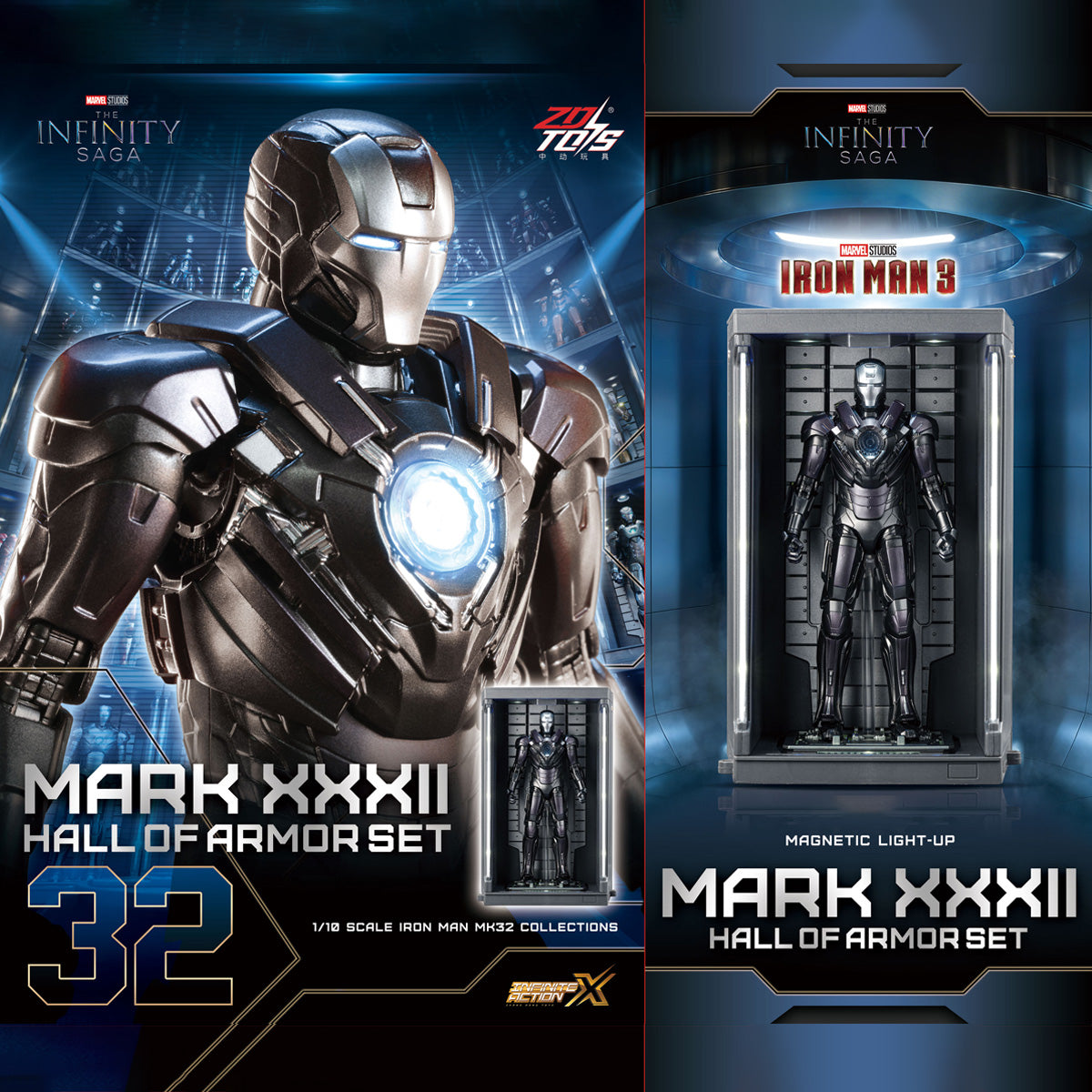 ZDTOYS 1/10 アイアンマン 格納庫 ホール・オブ・アーマー 2.0 セット MK31-MK40 1910-31-40