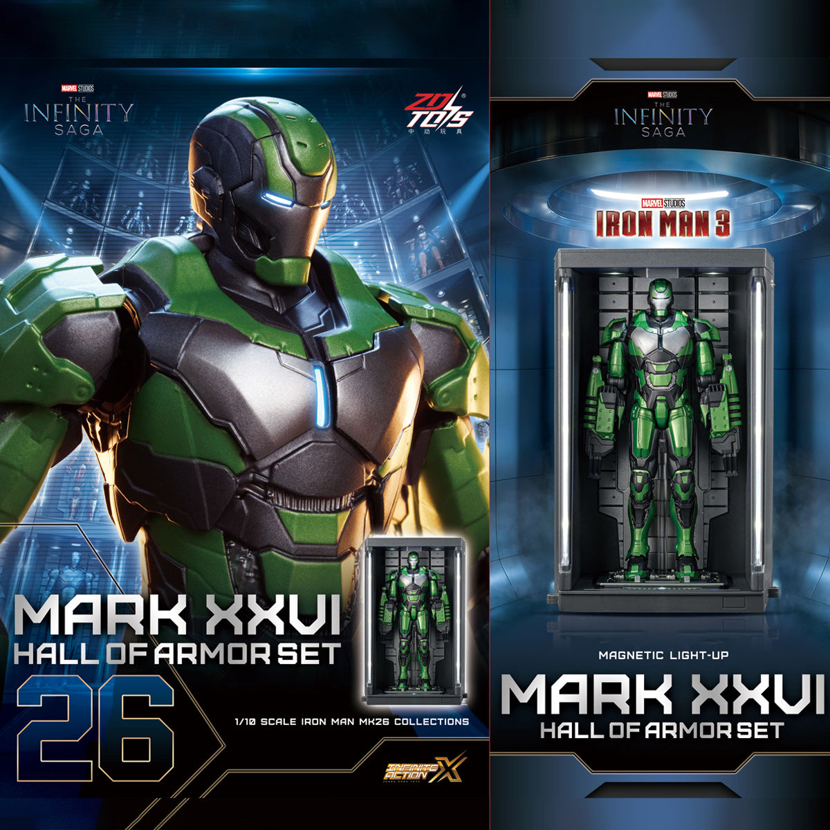ZDTOYS 1/10 アイアンマン 格納庫 ホール・オブ・アーマー 2.0 セット MK21-MK30 1910-21-30
