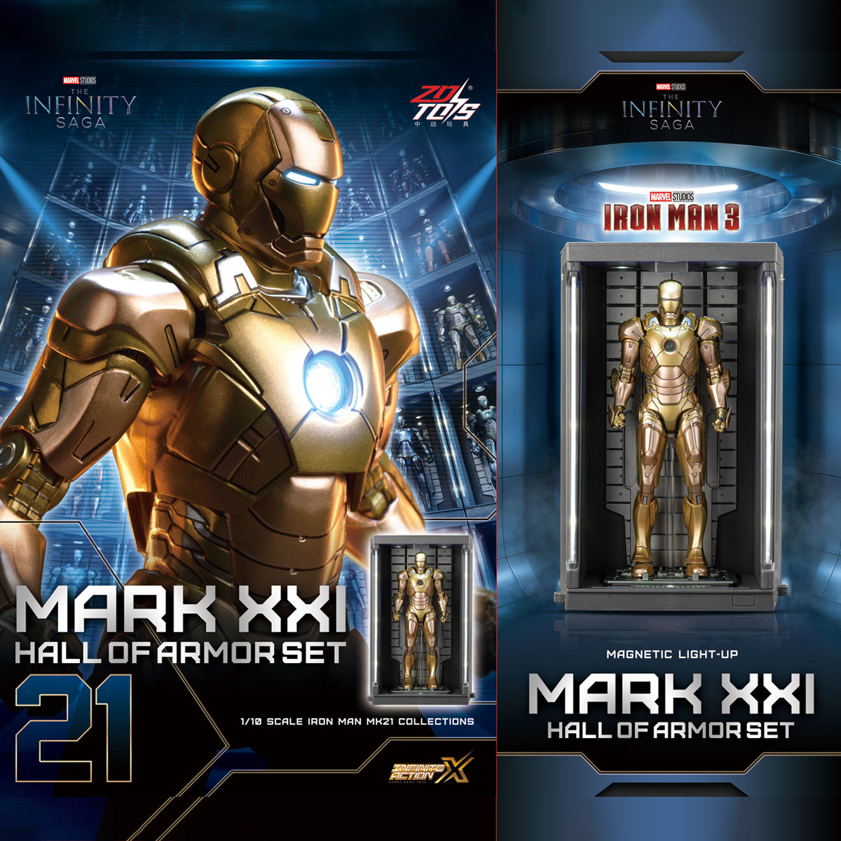 ZDTOYS 1/10 アイアンマン 格納庫 ホール・オブ・アーマー 2.0 セット MK21-MK30 1910-21-30