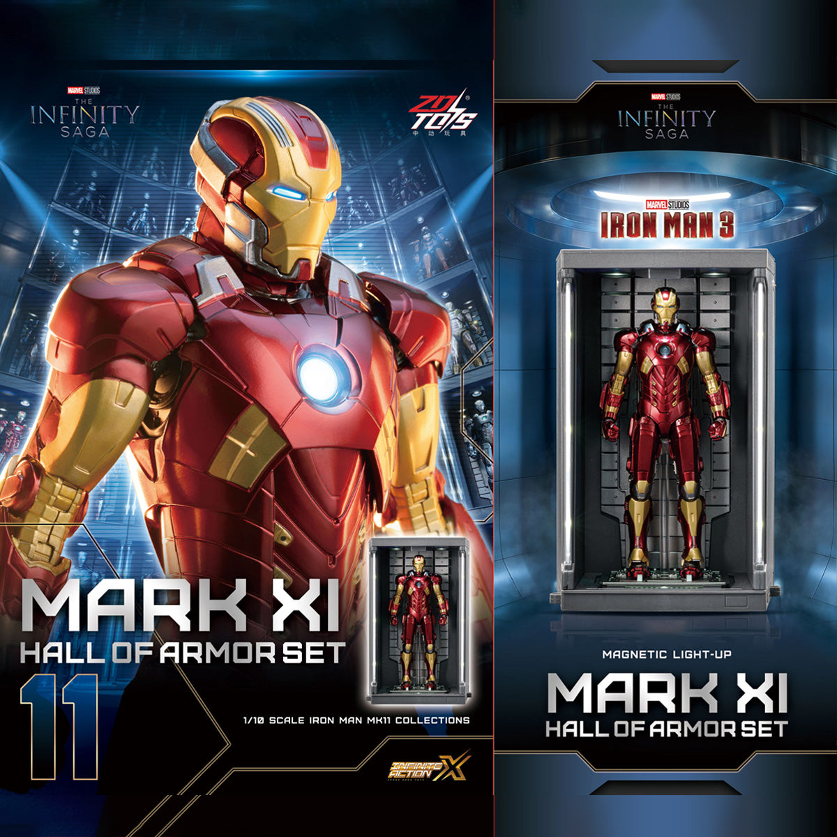 ZDTOYS 1/10 アイアンマン 格納庫 ホール・オブ・アーマー 2.0 セット MK11-MK20 1910-11-20