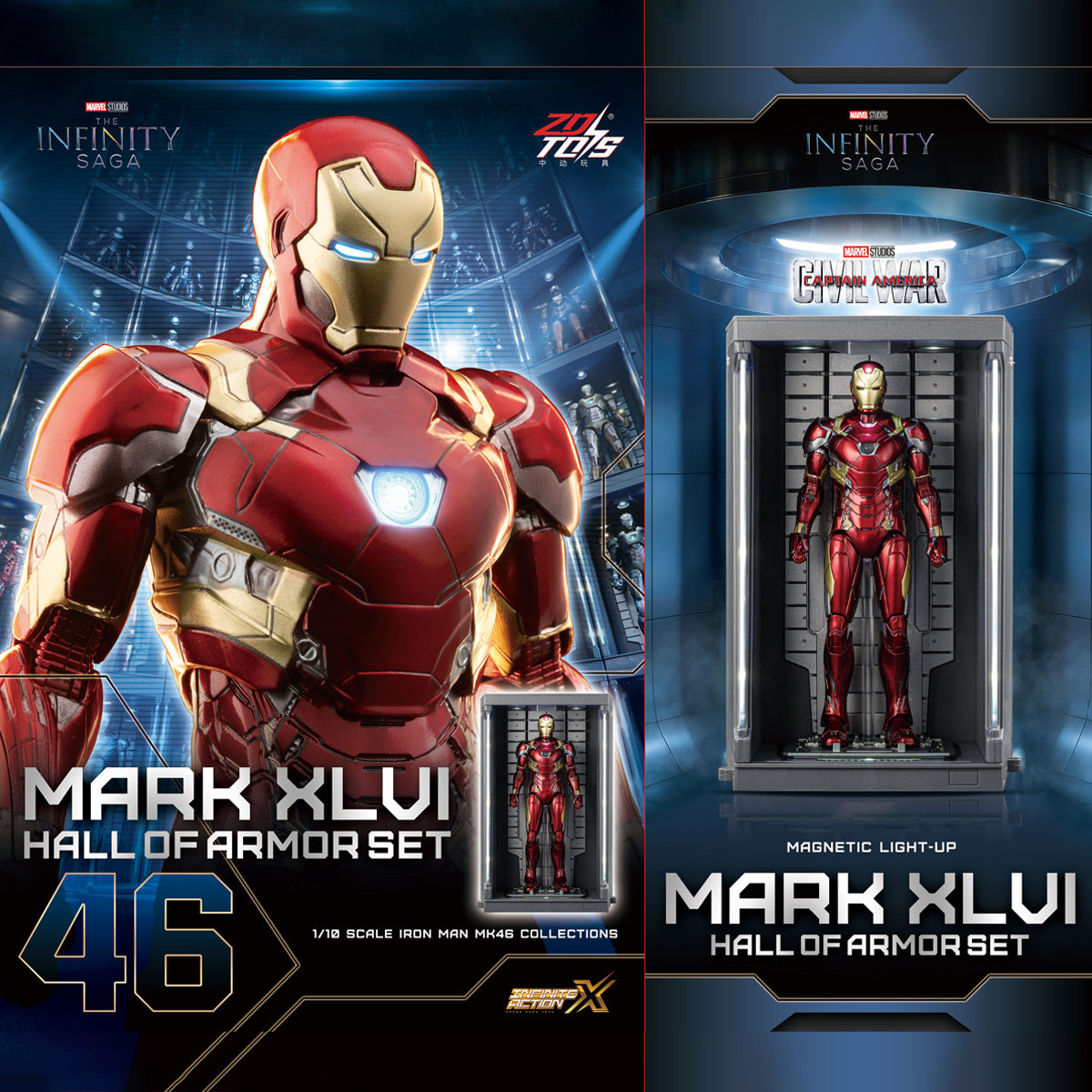 ZDTOYS 1/10 アイアンマン 格納庫 ホール・オブ・アーマー 2.0 セット MK41-MK85 1910-41-85