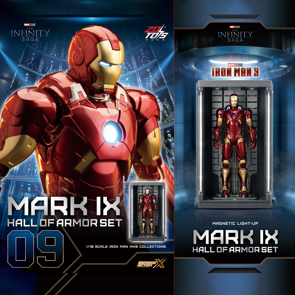 ZDTOYS 1/10 アイアンマン 格納庫 ホール・オブ・アーマー 2.0 セット MK1-MK10 1910-01-10