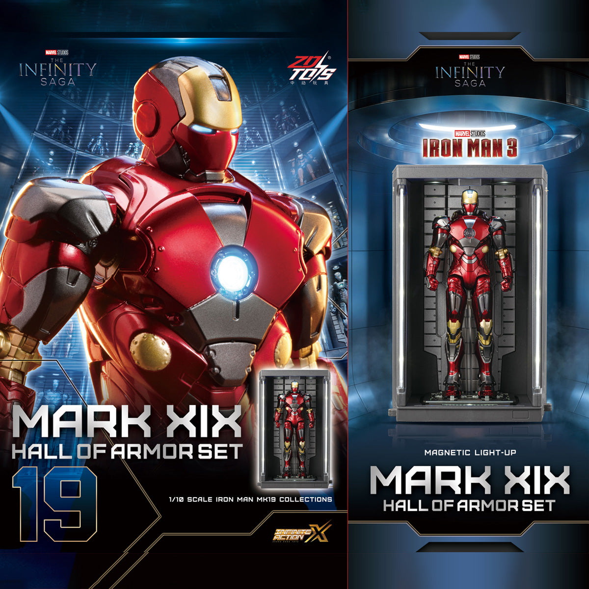 ZDTOYS 1/10 アイアンマン 格納庫 ホール・オブ・アーマー 2.0 セット MK11-MK20 1910-11-20
