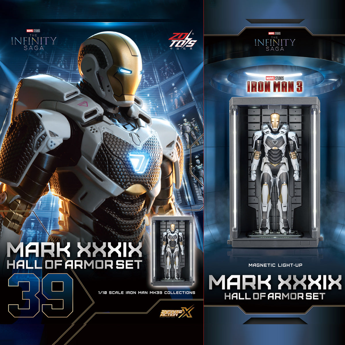 ZDTOYS 1/10 アイアンマン 格納庫 ホール・オブ・アーマー 2.0 セット MK31-MK40 1910-31-40