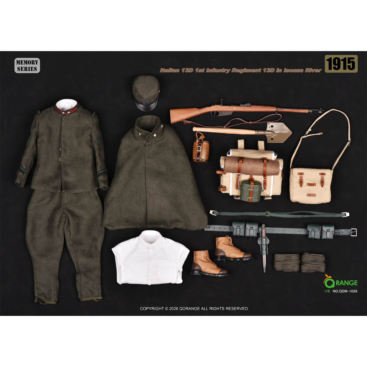 HiPlay QORANGE QOTOYS 1/6 イタリア軍 第13歩兵連隊兵士 13D イゾンツォ川戦線 1915 QOM-1059 男性 フィギュア用 アクセサリー 付属品