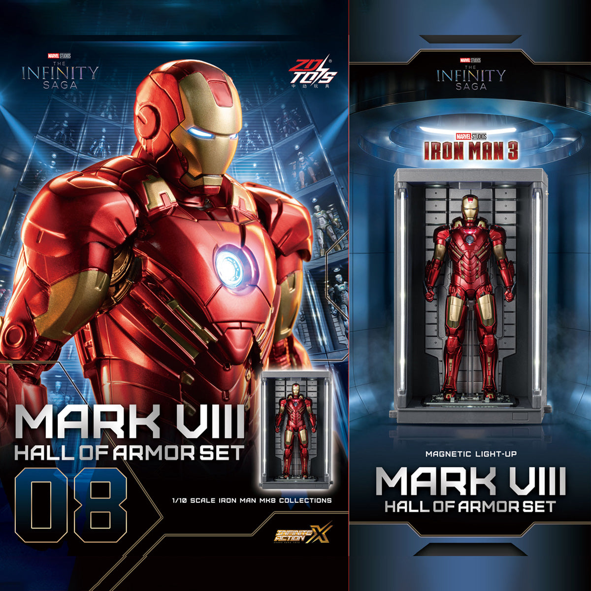 ZDTOYS 1/10 アイアンマン 格納庫 ホール・オブ・アーマー 2.0 セット MK1-MK10 1910-01-10