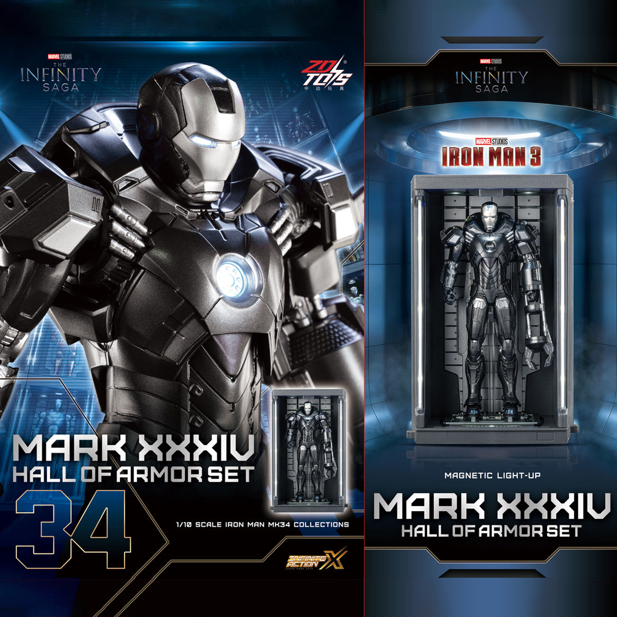 ZDTOYS 1/10 アイアンマン 格納庫 ホール・オブ・アーマー 2.0 セット MK31-MK40 1910-31-40