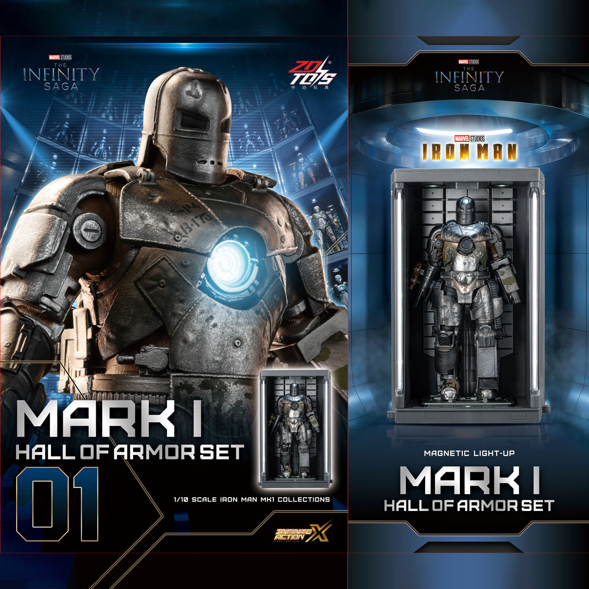 ZDTOYS 1/10 アイアンマン 格納庫 ホール・オブ・アーマー 2.0 セット MK1-MK10 1910-01-10