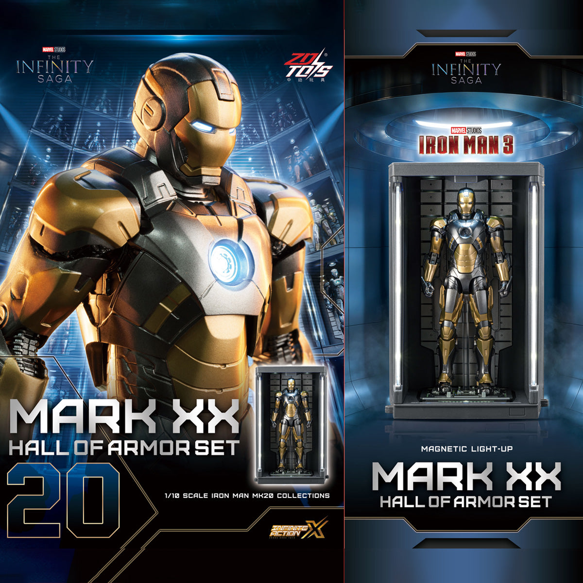 ZDTOYS 1/10 アイアンマン 格納庫 ホール・オブ・アーマー 2.0 セット MK11-MK20 1910-11-20