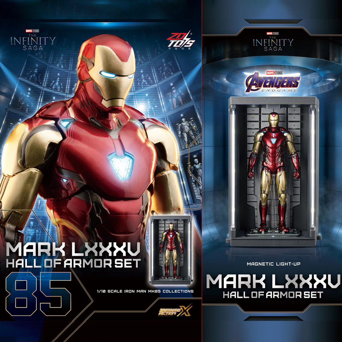ZDTOYS 1/10 アイアンマン 格納庫 ホール・オブ・アーマー 2.0 セット MK41-MK85 1910-41-85