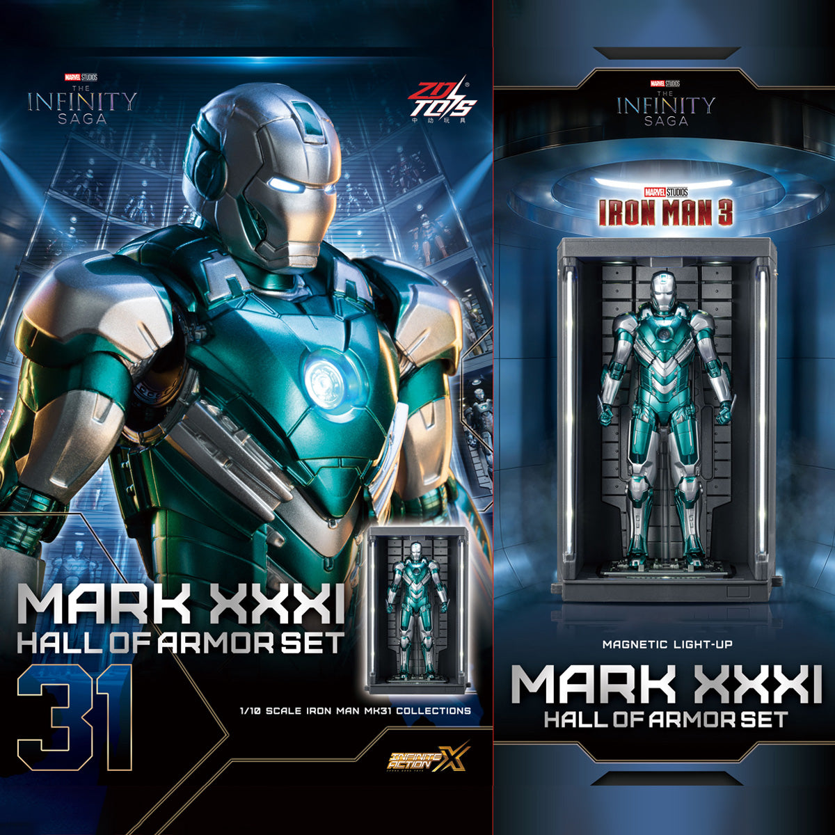 ZDTOYS 1/10 アイアンマン 格納庫 ホール・オブ・アーマー 2.0 セット MK31-MK40 1910-31-40