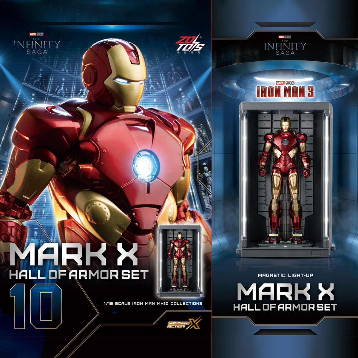 ZDTOYS 1/10 アイアンマン 格納庫 ホール・オブ・アーマー 2.0 セット MK1-MK10 1910-01-10