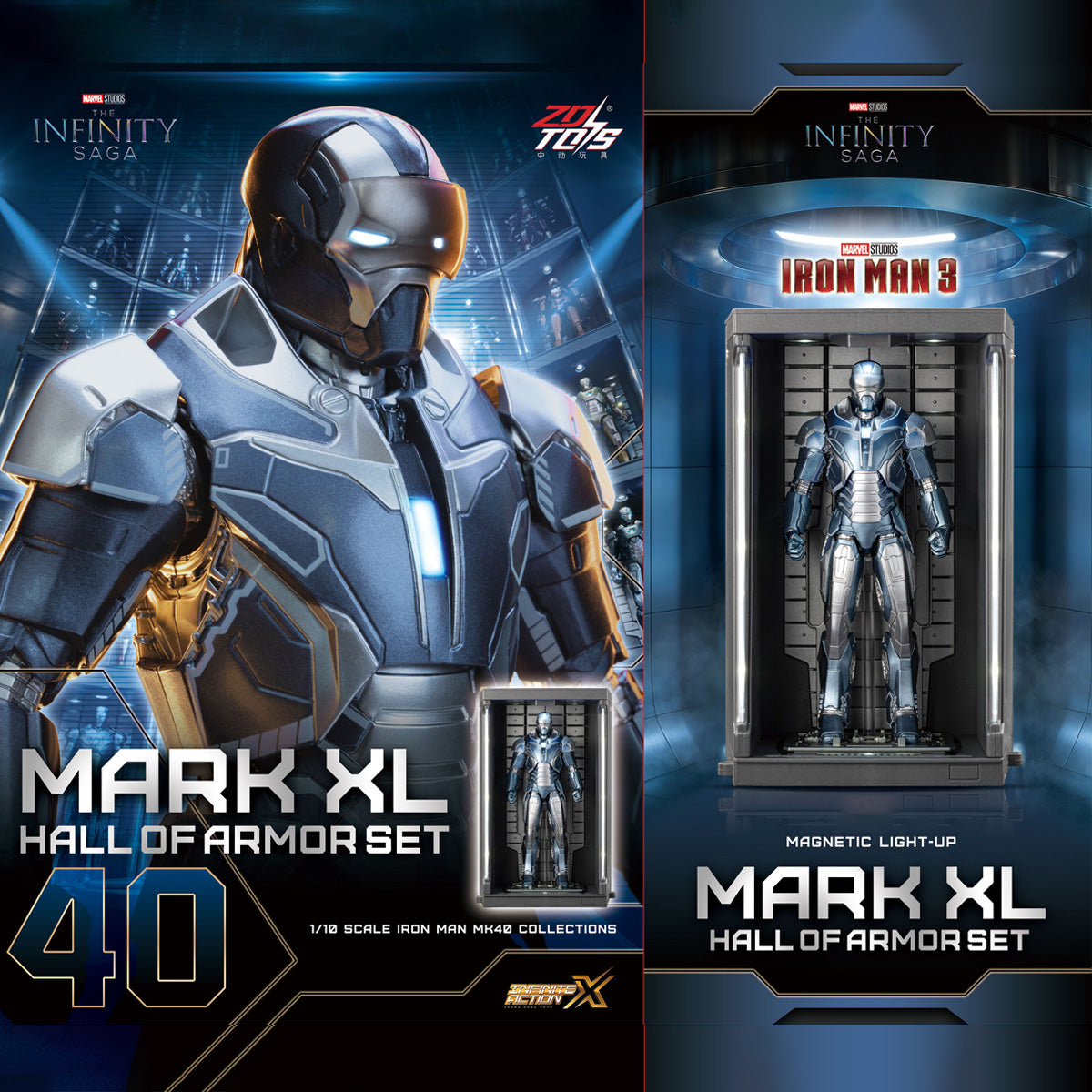 ZDTOYS 1/10 アイアンマン 格納庫 ホール・オブ・アーマー 2.0 セット MK31-MK40 1910-31-40