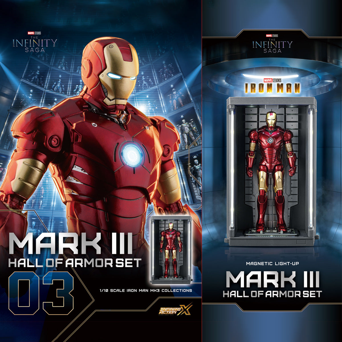ZDTOYS 1/10 アイアンマン 格納庫 ホール・オブ・アーマー 2.0 セット MK1-MK10 1910-01-10