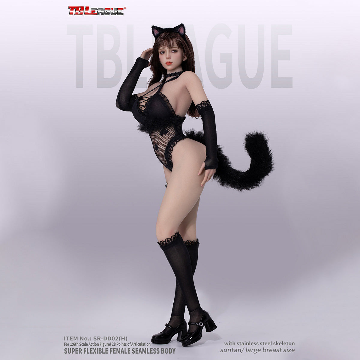 キャットガール プラチナ 女性 シームレス素体 ヘッド付き 足取れる