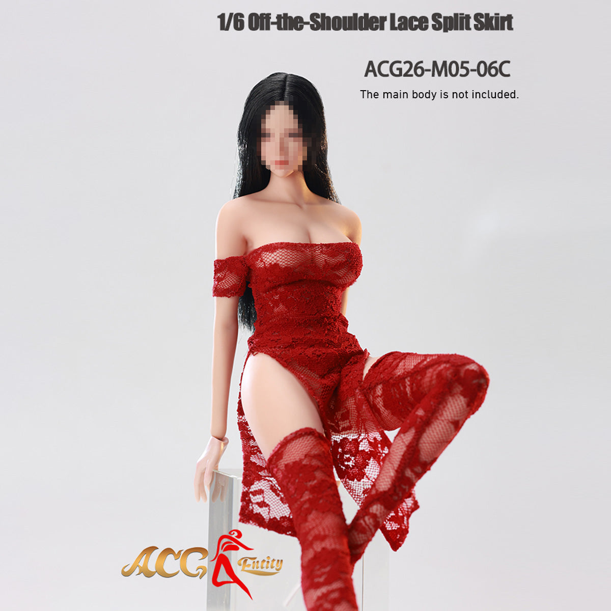 HiPlay ACG Entity 1/6 オフショルダー レース スリット チャイナドレス ワンピース 女性 フィギュア用 服 洋服 セット