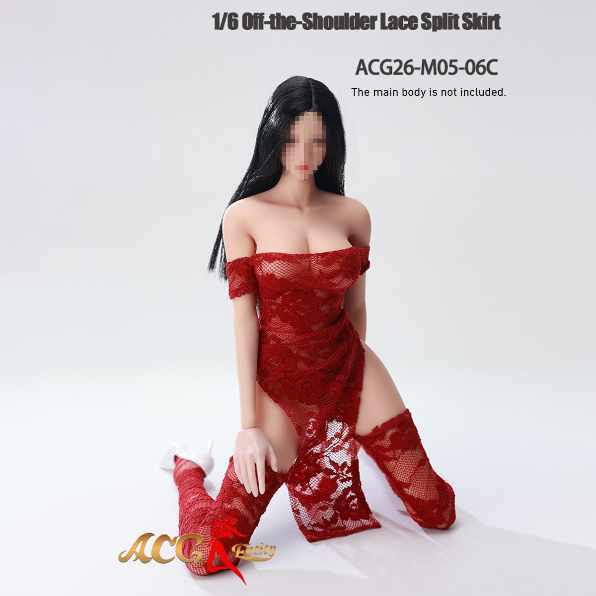 HiPlay ACG Entity 1/6 オフショルダー レース スリット チャイナドレス ワンピース 女性 フィギュア用 服 洋服 セット