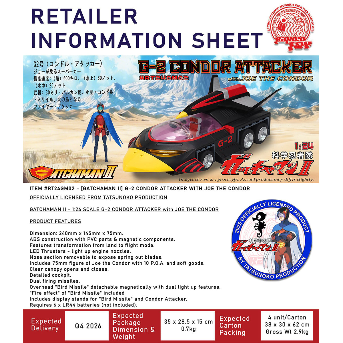 HiPlay Ramen Toy 1/24 科学忍者隊ガッチャマン G-2号 コンドルのジョー RT24GM02 可動フィギュア 塗装済み 完成品