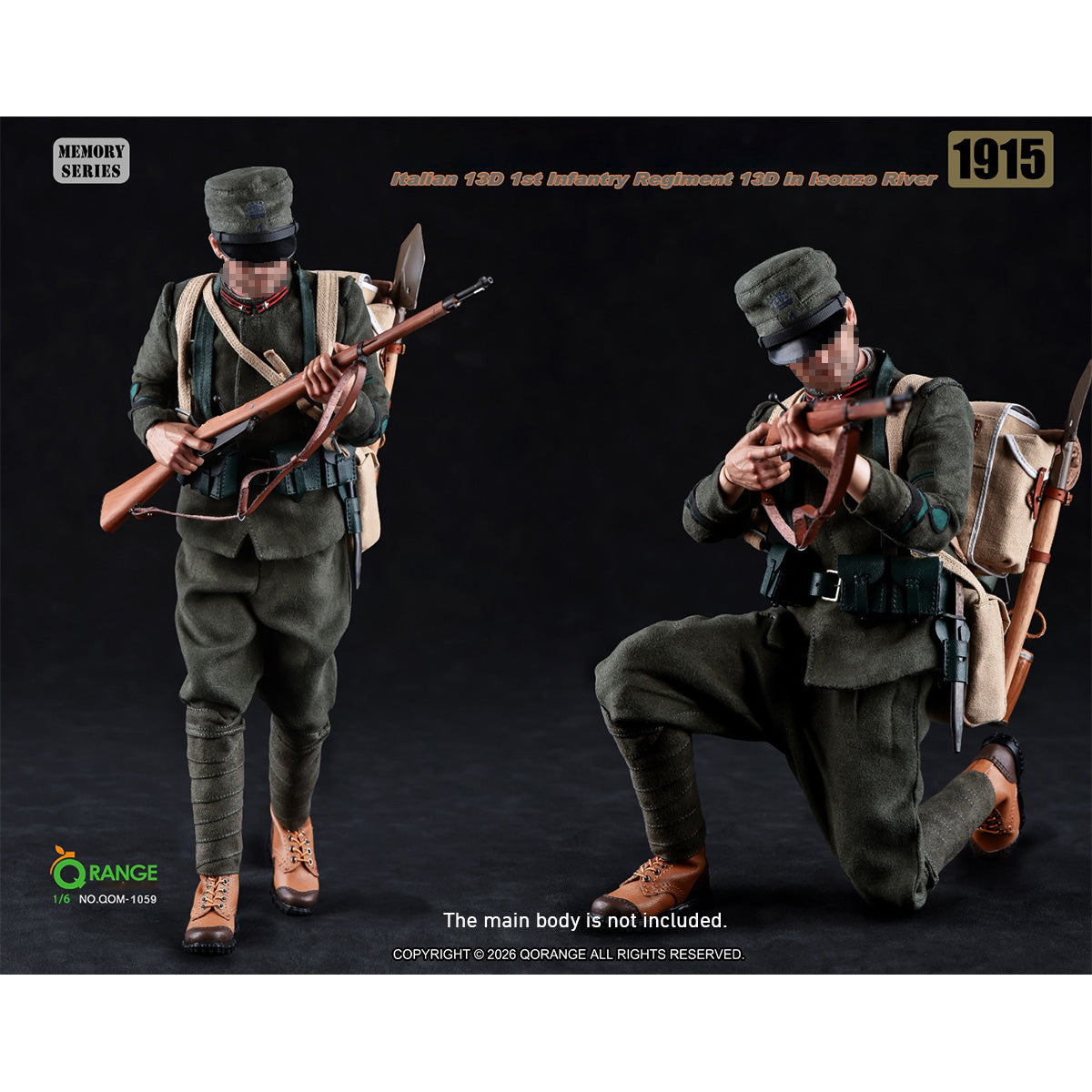HiPlay QORANGE QOTOYS 1/6 イタリア軍 第13歩兵連隊兵士 13D イゾンツォ川戦線 1915 QOM-1059 男性 フィギュア用 アクセサリー 付属品