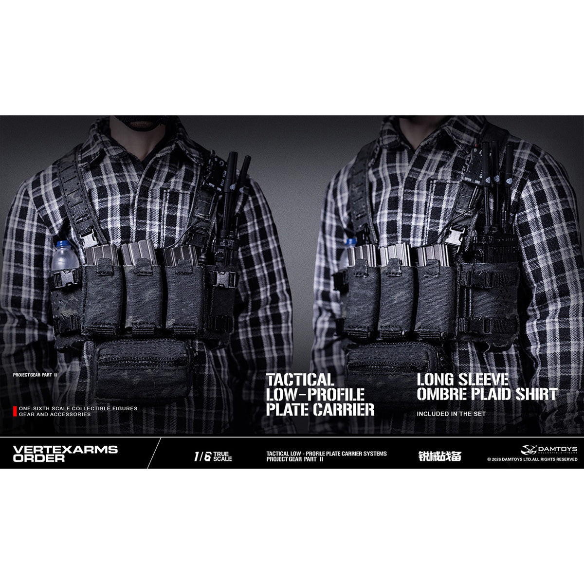 DAMTOYS 1/6 Vertexarms Order Series 2 タクティカル ロープロファイル プレートキャリア システム 男性 フィギュア用 アクセサリー 付属品