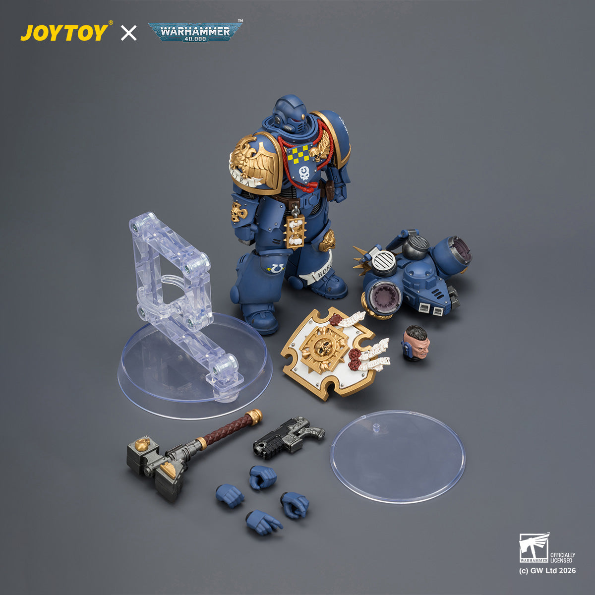 JOYTOY 1/18 ウルトラマリーン キャプテン ジャンプパックとレリックシールド装備 JT04414 可動フィギュア 塗装済み 完成品