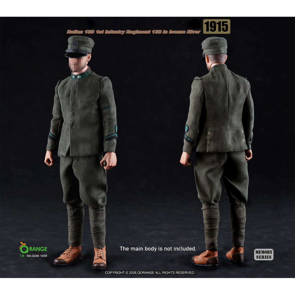 HiPlay QORANGE QOTOYS 1/6 イタリア軍 第13歩兵連隊兵士 13D イゾンツォ川戦線 1915 QOM-1059 男性 フィギュア用 アクセサリー 付属品