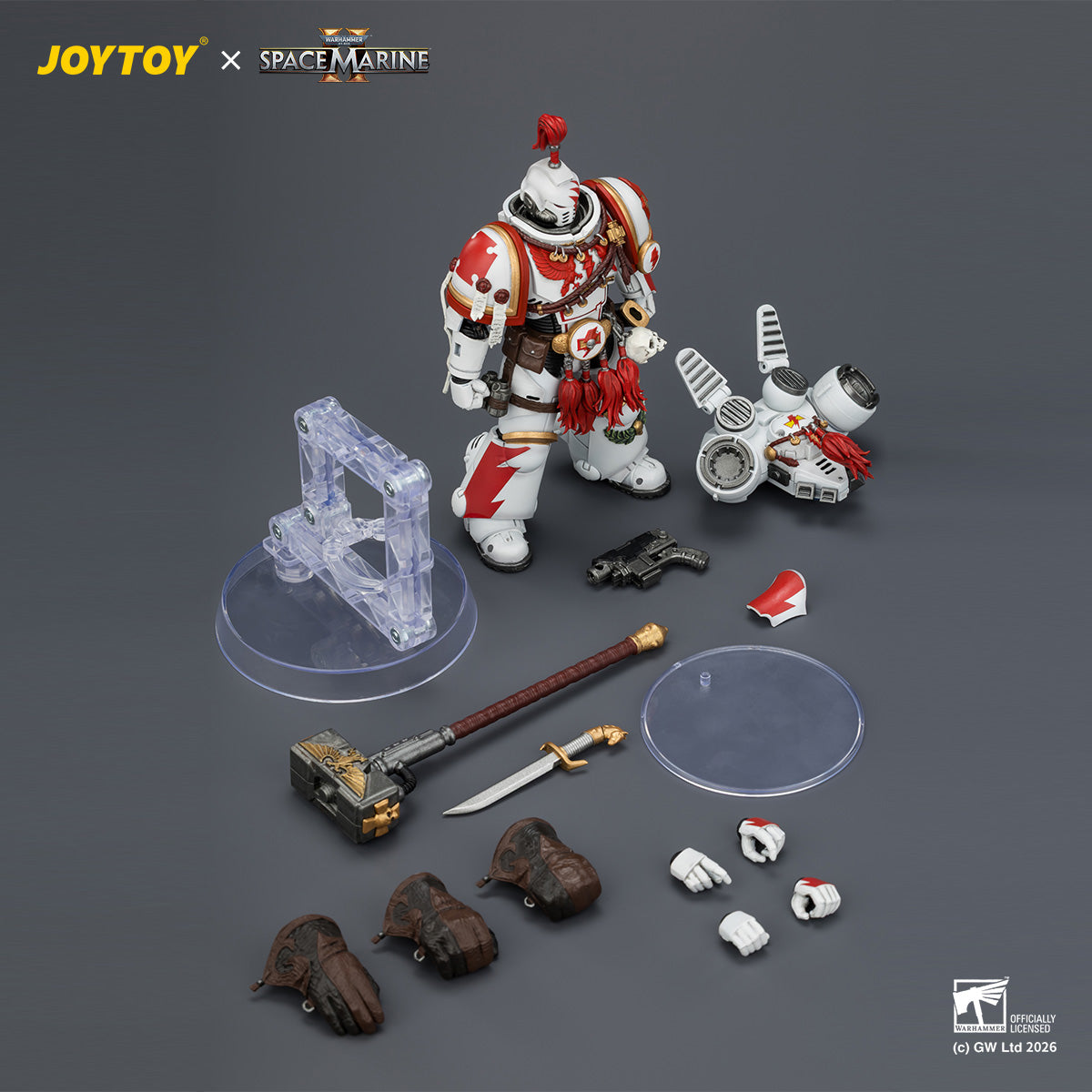 JOYTOY 1/18 ゲーム版 ホワイトスカー アサルト・インターセッサー・チャンピオン サンダーハンマーとボルトピストル装備 JT04407 可動フィギュア 塗装済み 完成品