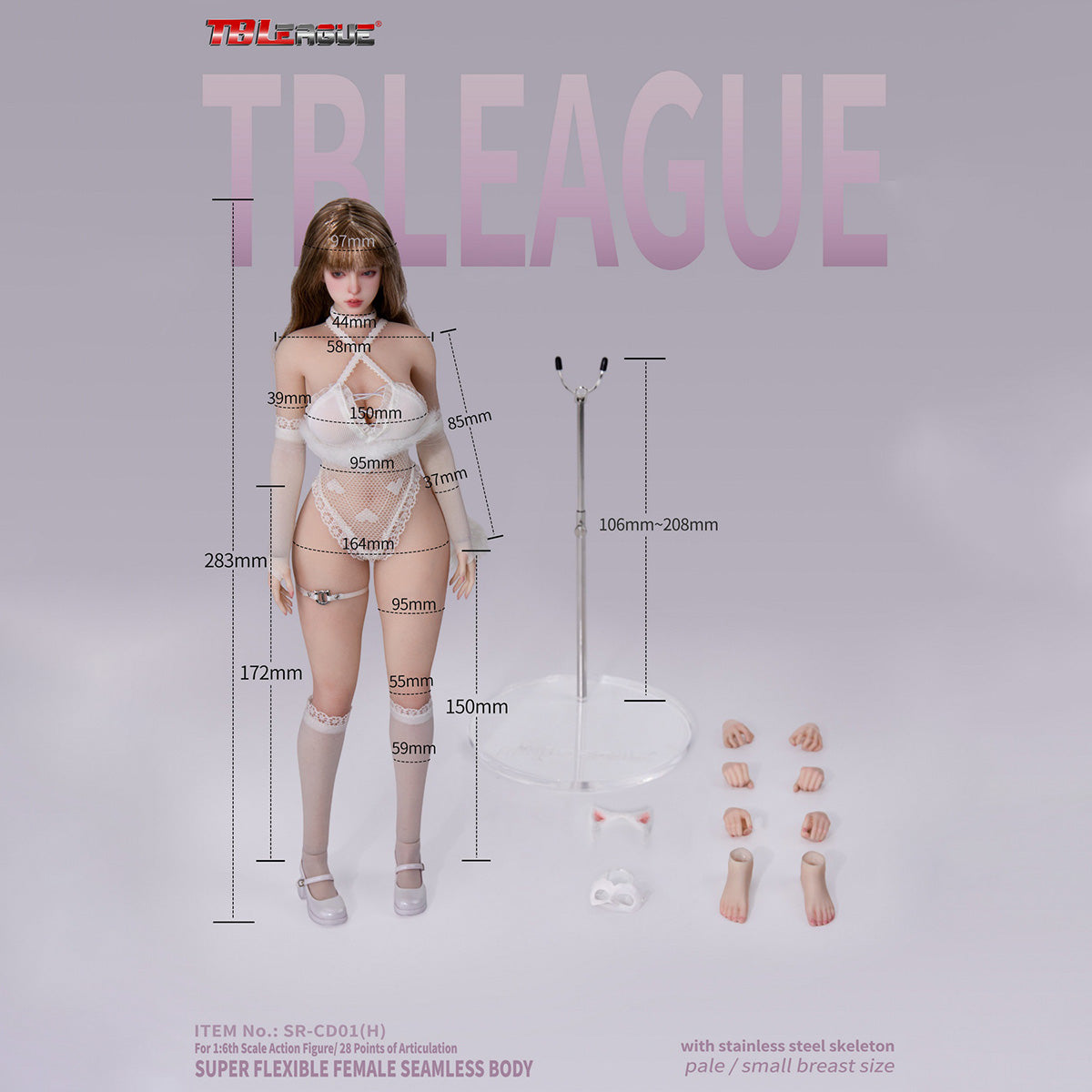 キャットガール プラチナ 女性 シームレス素体 ヘッド付き 足取れる