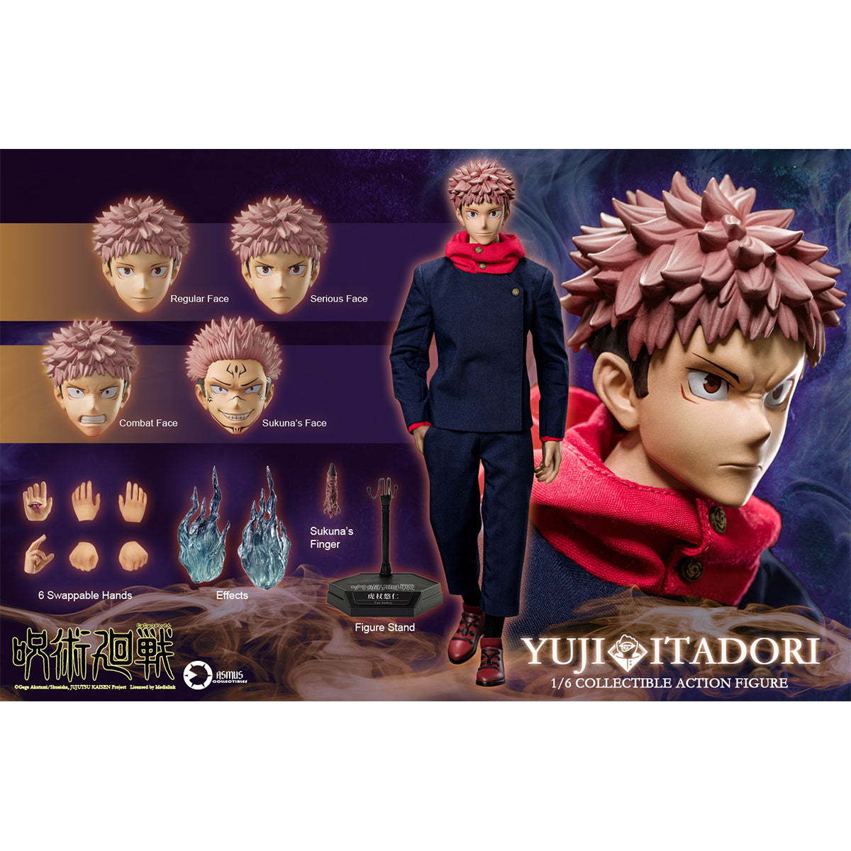 HiPlay Asmus toys 1/6 呪術廻戦 虎杖悠仁 再販版 JJKS02A 可動フィギュア 塗装済み 完成品 アクションフィギュア