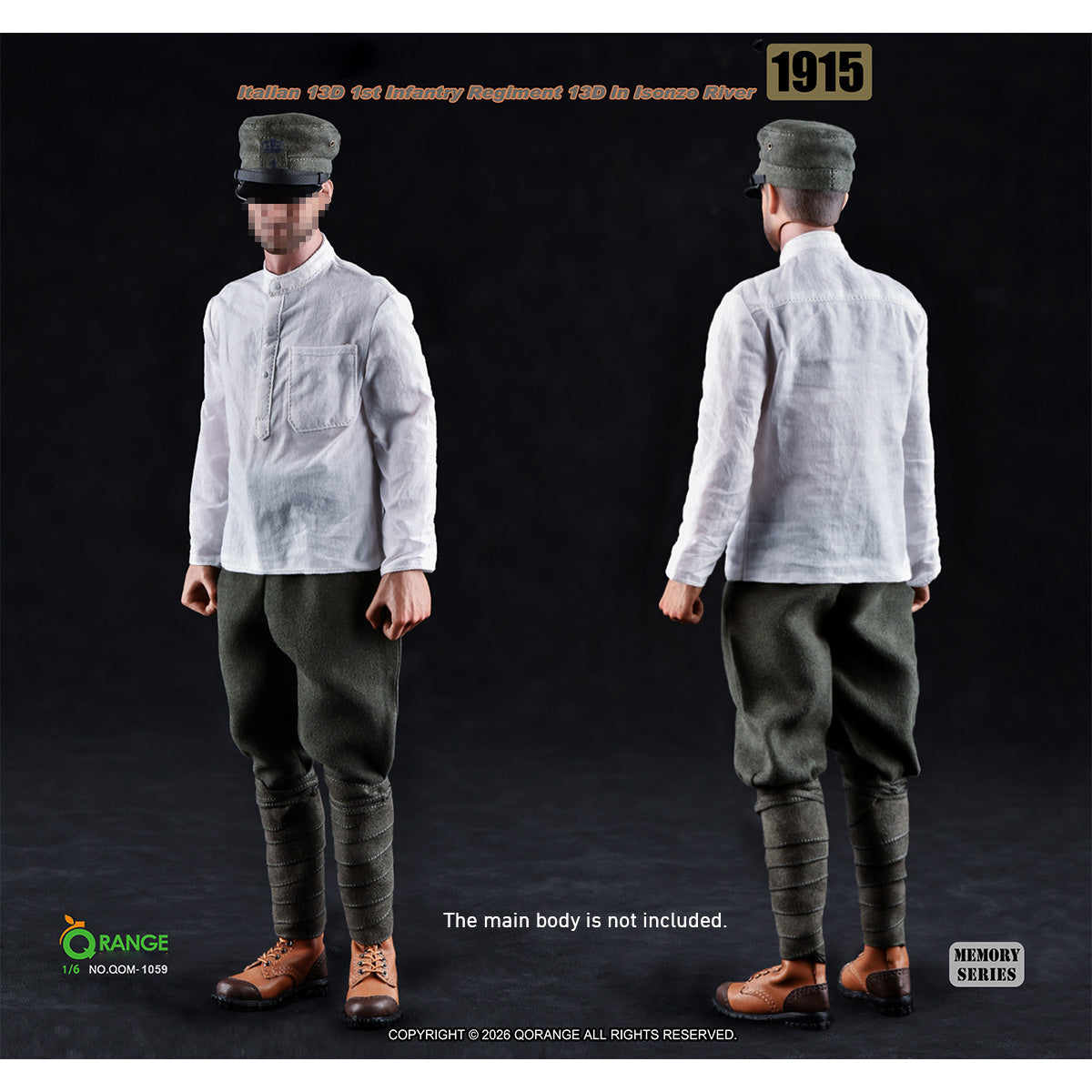 HiPlay QORANGE QOTOYS 1/6 イタリア軍 第13歩兵連隊兵士 13D イゾンツォ川戦線 1915 QOM-1059 男性 フィギュア用 アクセサリー 付属品