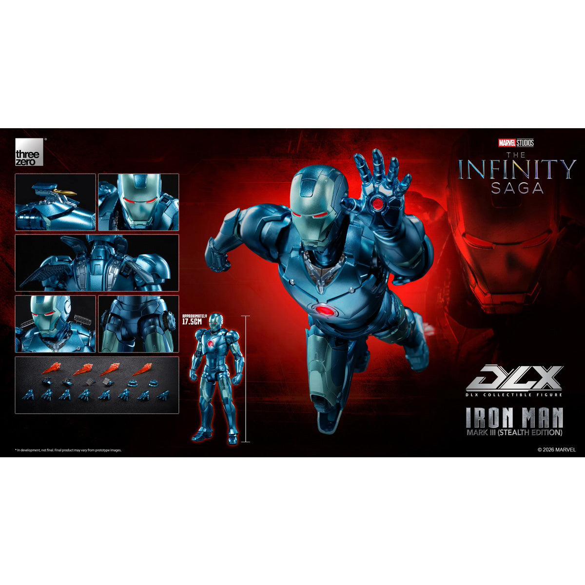 HiPlay Threezero マーベル：インフィニティ・サーガ DLX アイアンマン・マーク3（ステルス・エディション） 1/12 3Z09220C0 可動フィギュア 塗装済み 完成品