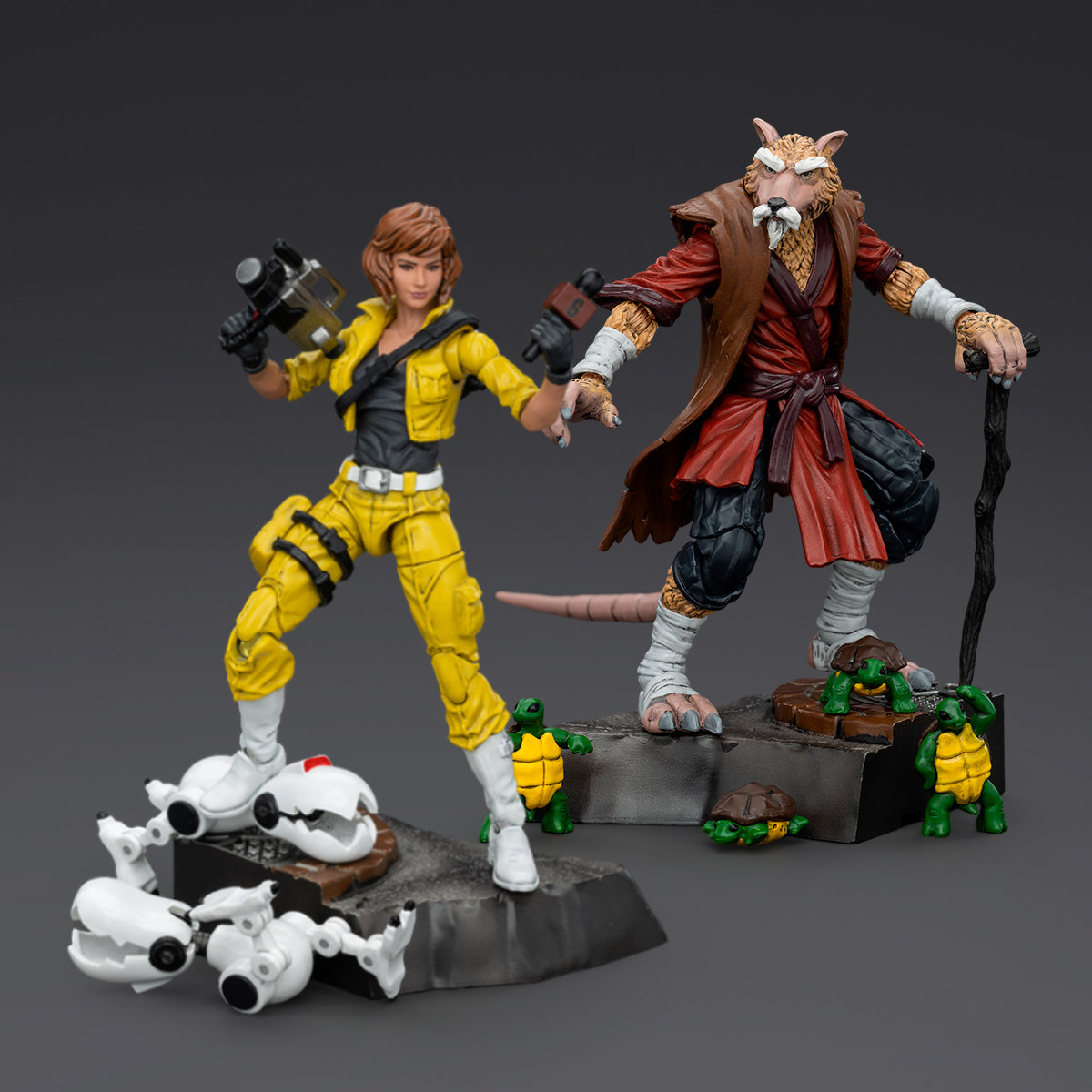 HiPlay JOYTOY TMNTシリーズ スプリンター JT00652 & エイプリル・オニール JT00669 1/18 可動フィギュア 塗装済み 完成品