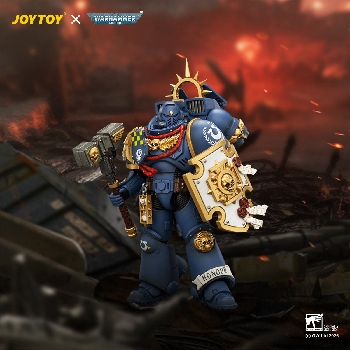JOYTOY 1/18 ウルトラマリーン キャプテン ジャンプパックとレリックシールド装備 JT04414 可動フィギュア 塗装済み 完成品