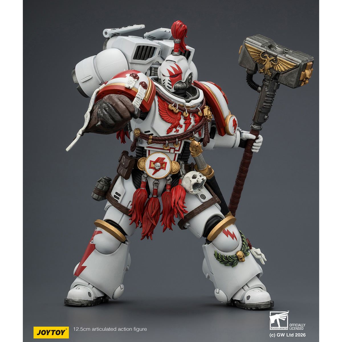 JOYTOY 1/18 ゲーム版 ホワイトスカー アサルト・インターセッサー・チャンピオン サンダーハンマーとボルトピストル装備 JT04407 可動フィギュア 塗装済み 完成品